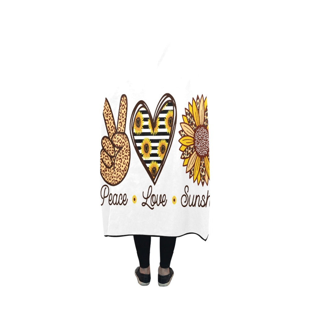 Love and Peace Hooded Blanket 60"x50"