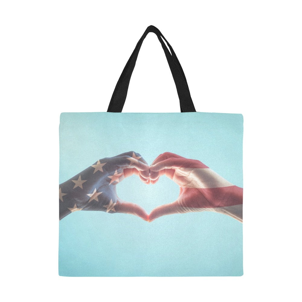 American Hand Hearts Canvas Tote Bag (L)