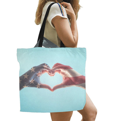 American Hand Hearts Canvas Tote Bag (L)