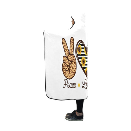 Love and Peace Hooded Blanket 60"x50"